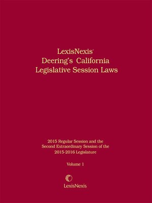 cover image of LexisNexis Deering's California Legislative Session Laws